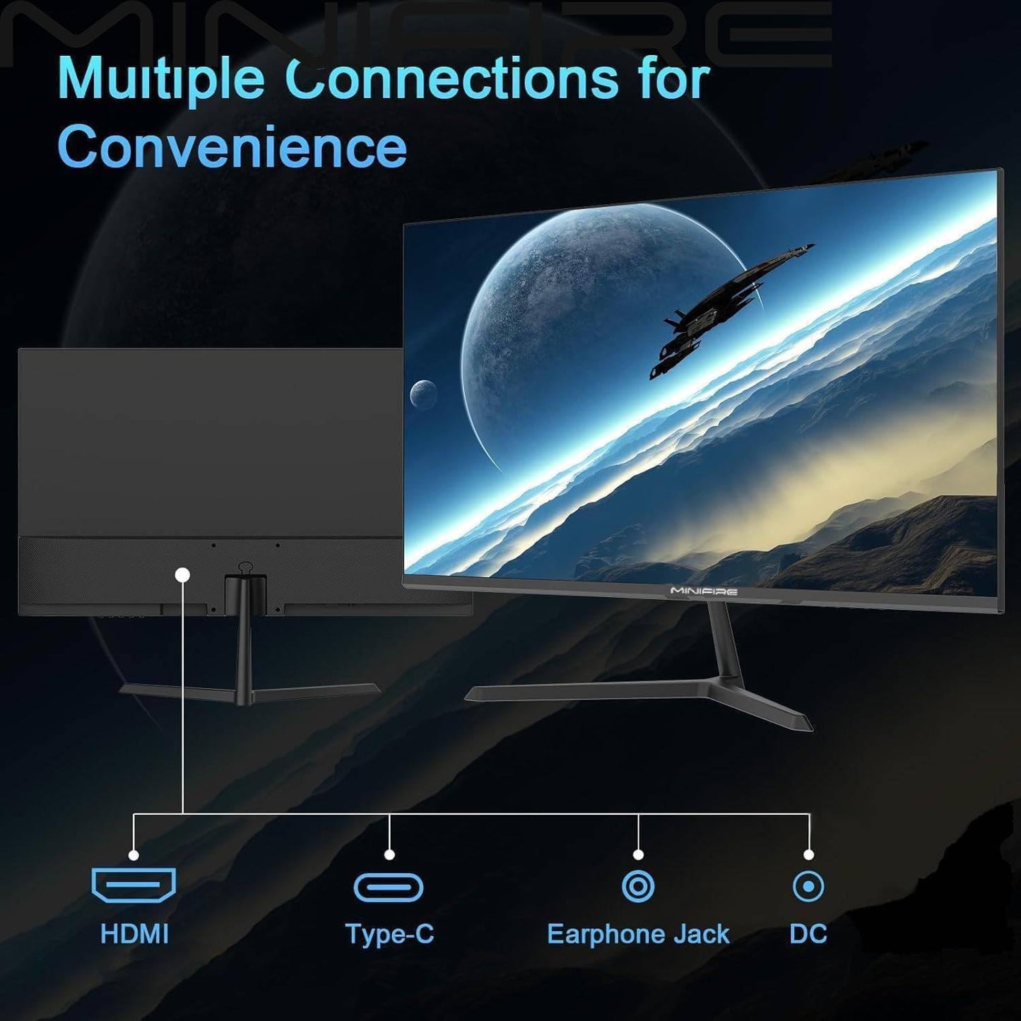 Minifire MFG32C3Q Gaming Curved Monitor 32 Inch 180Hz, 2K WQHD (2560 x 1440), 1500R, 1ms (MPRT), AMD FreeSync, sRGB 125%, VESA, 2xHDMI 2.0 / 2xDP (180Hz), Eye Care
