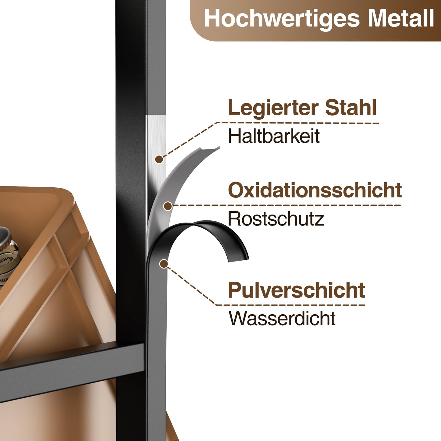 Getränkekistenregal für 3 Getränkekisten - Schwarz Metall Getränkeregal, Stabil & Platzsparend Kistenregal mit 3 Ebenen für Bier, Obst, Gemüse, Wasser - Für Wohnzimmer, Küche & Keller
