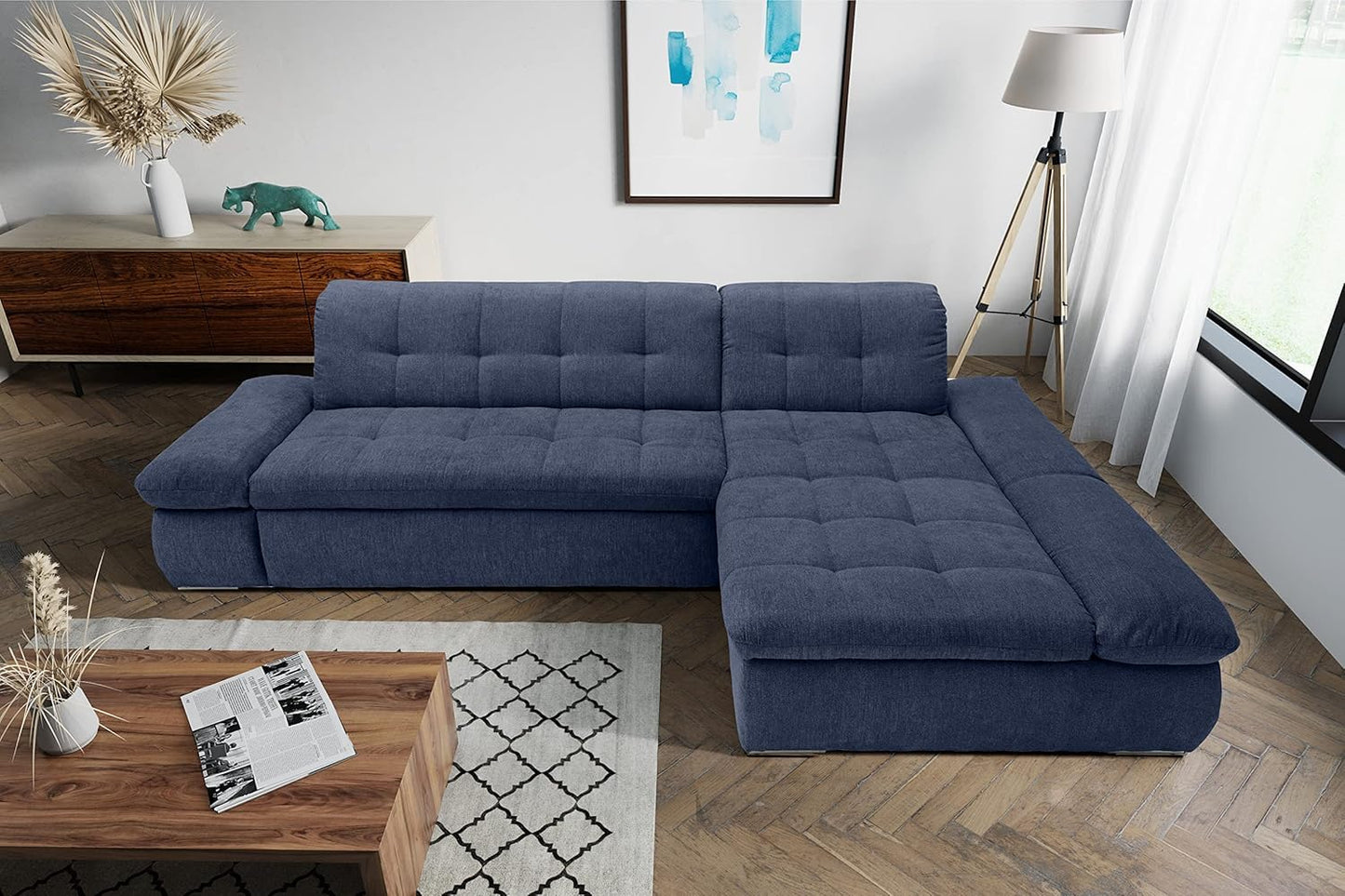 DOMO. collection Moric Corner Sofa, L-Shaped, Corner Sofa, L-shaped, 300 x 172 x 80 cm (W x D x H), Beige