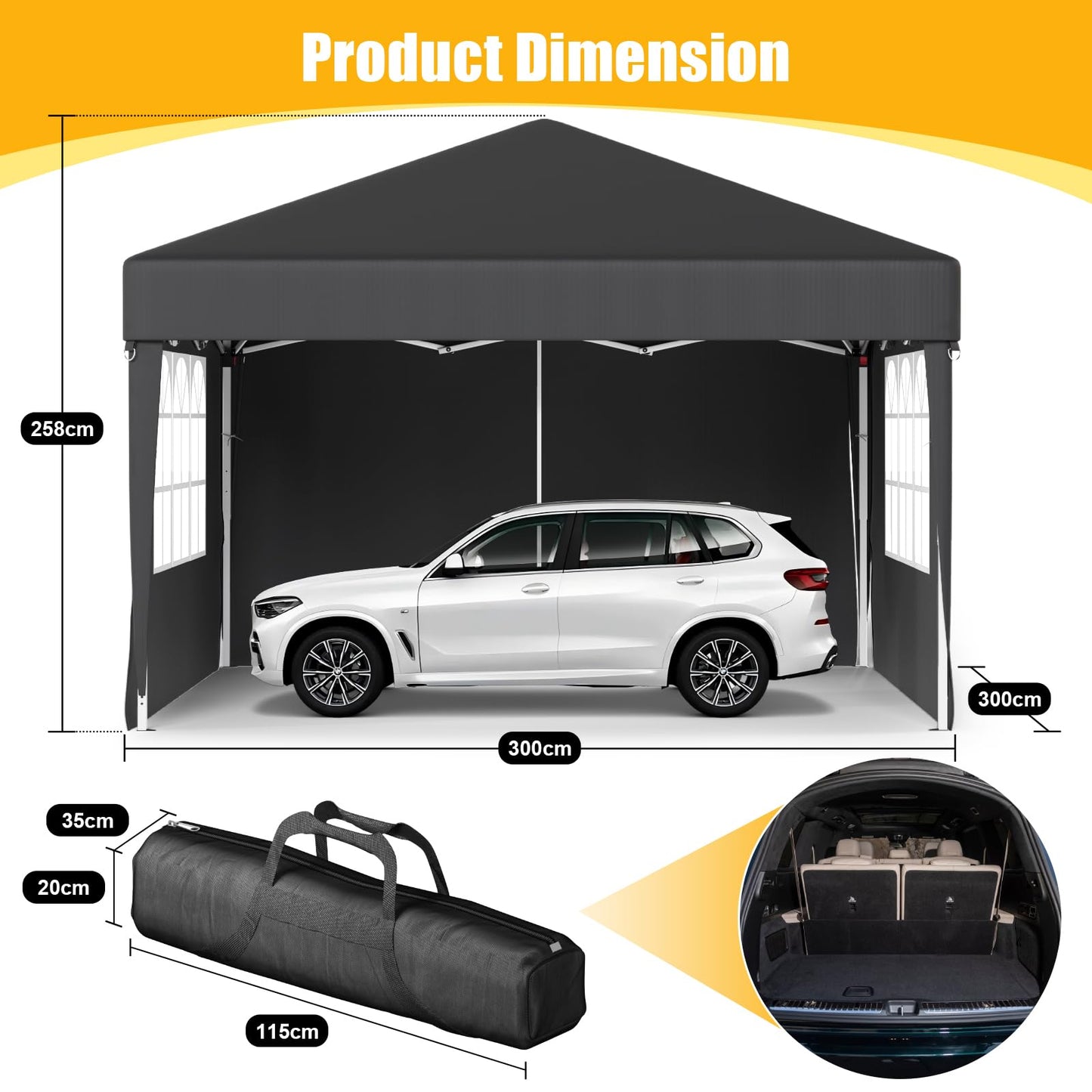 Devoko Gazebo, 3 x 6 cm, Waterproof, Stable, Winterproof, 3-Way Height Adjustment, Folding Gazebo, UV Protection 50+, Folding Gazebo with Carry Bag, for Garden, Outdoor, Camping, Beige
