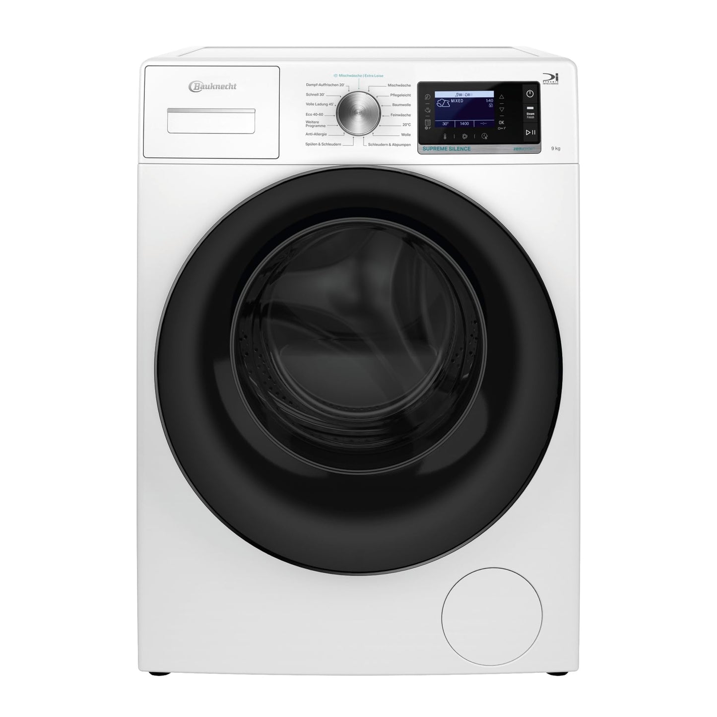 Bauknecht B6R 88 Silence DE Washing Machine, 8 kg, Front Loader, Supreme Silence, Energy Efficiency A-20%, 1400 rpm, ZEN Motor, Particularly Quiet Washing Machine, Steam 3.0-3, Powerful Steam