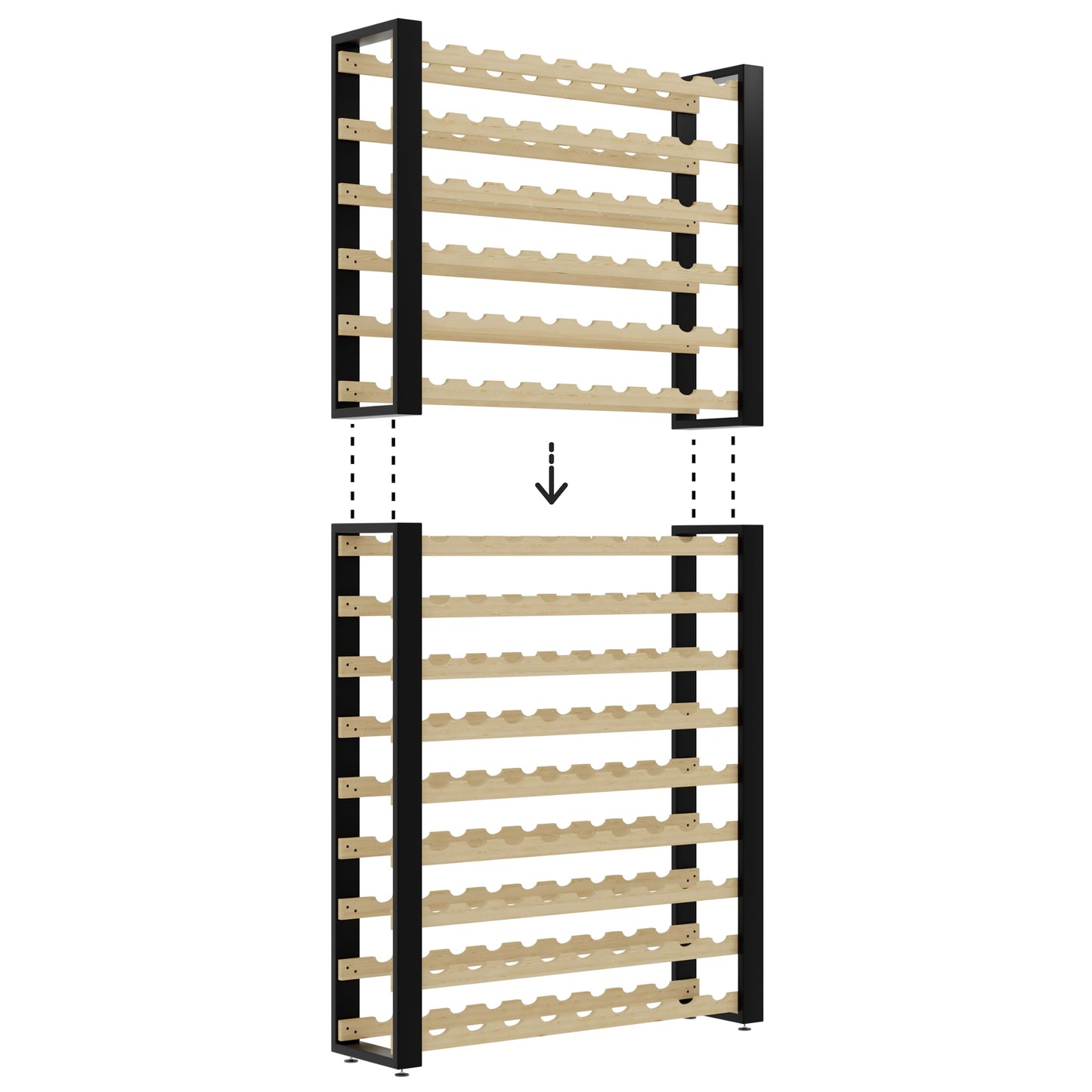 Lenmar RW Series Wooden Wine Rack for Bottles, Loft, Bottles, Wine, Bottle Rack, Cellar Rack, Shelves, Bottle Holder, Wine Stand, etc. (Loft 135, 204 x 104 x 27, 135 Bottles)