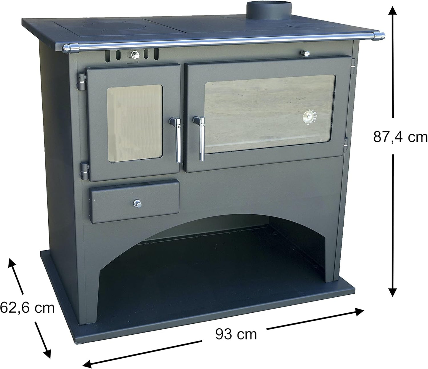 Viki 25071 Workshop Stove with Baking Compartment and Hob 10.5 kW Swedish Stove Fireplace Hut Oven