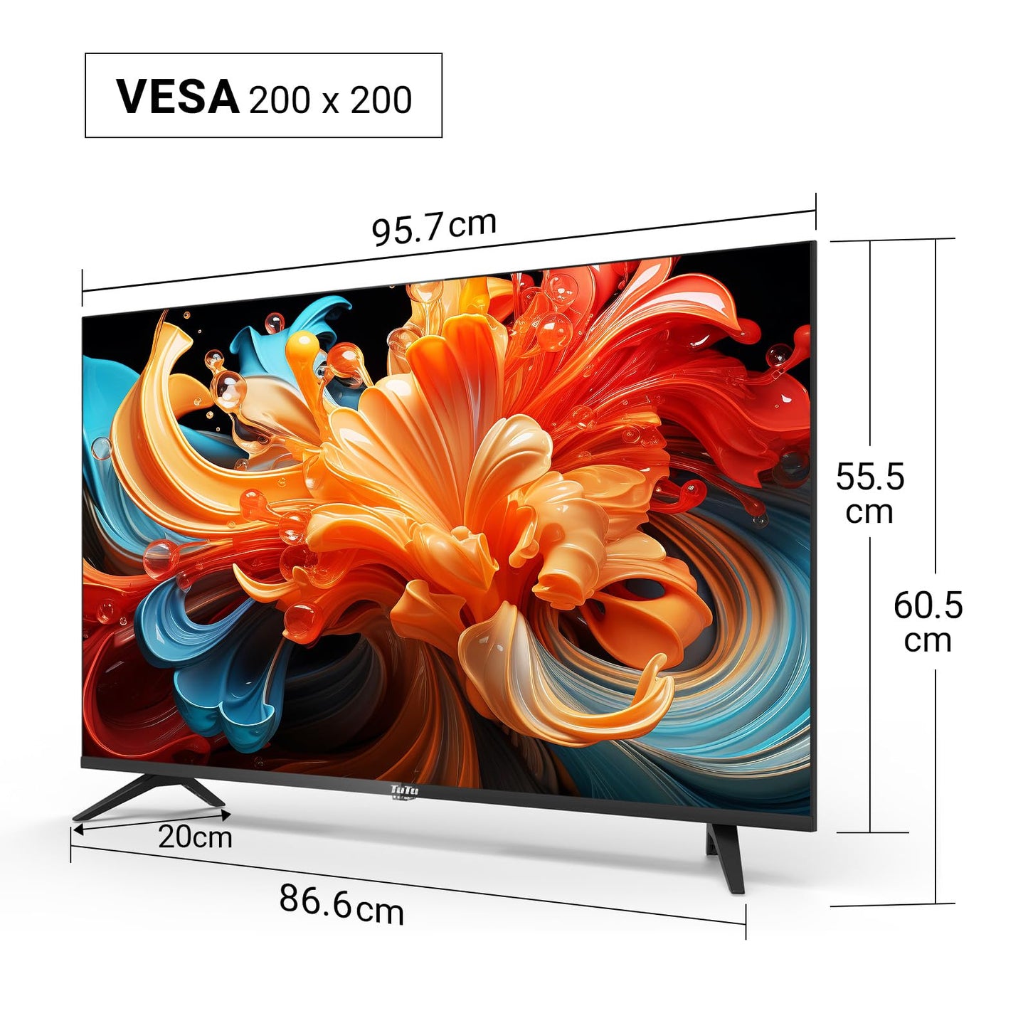TuTu Smart TV 25 Zoll (64 cm) Full HD VIDAA Fernseher mit WLAN Triple Tuner (DVB-T/T2, DVB-C, DVB-S/S2) APP Store HDMI USB (TUV25FQ1B, 2024)