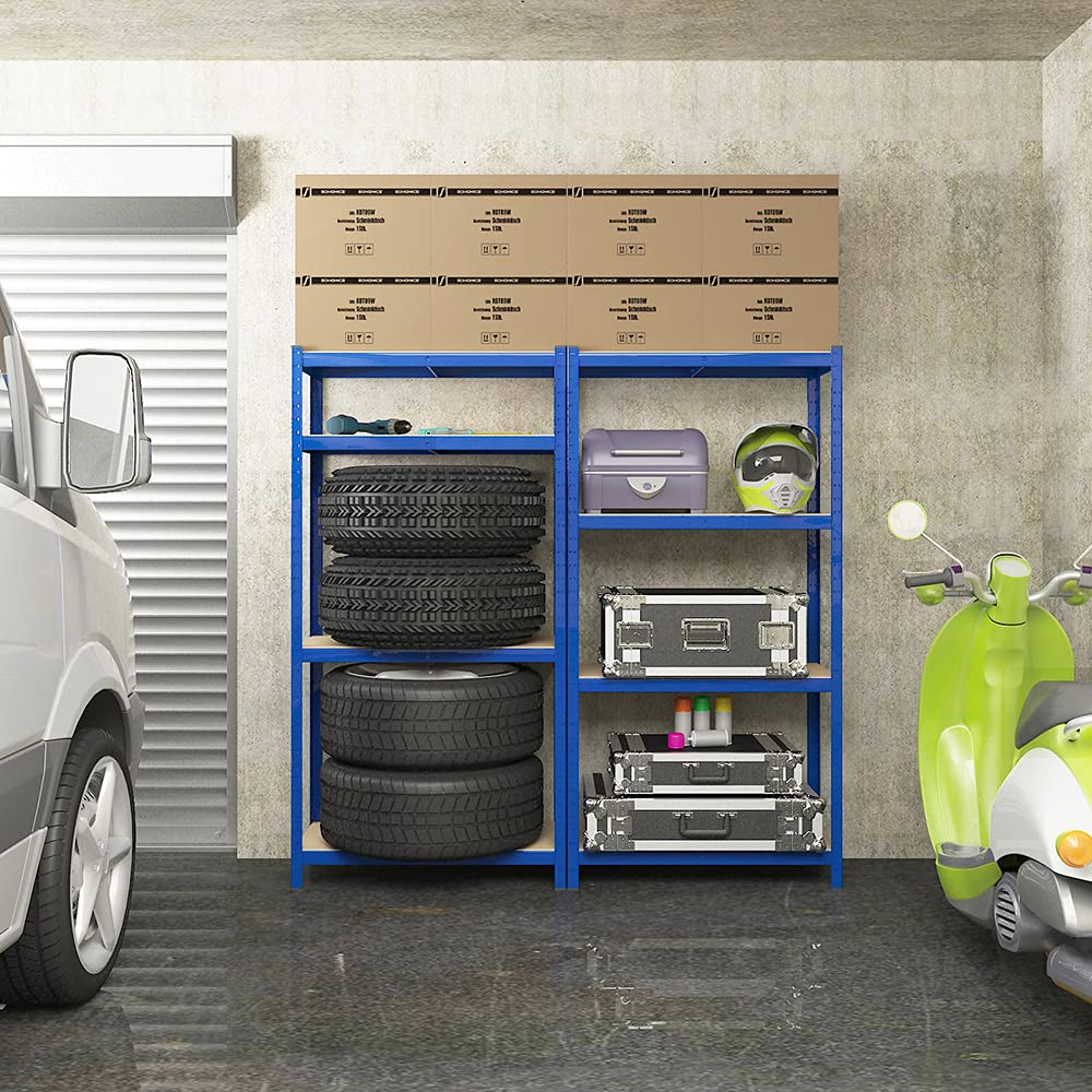 SONGMICS Heavy Duty Shelving Unit Set of 2 Cellar Shelves Storage Shelves 40 x 80 x 160 cm Shelf with Steel Frame Maximum Load 520 kg 4 Adjustable Shelves Silver GLR044E02