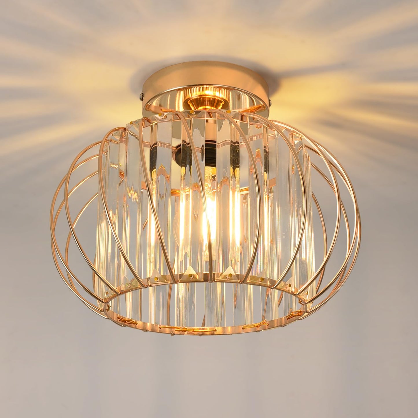ANWIO Kristall Deckenleuchhte Kronleuchter, Wohnzimmer Lampe, Deckenleuchte E27 für Flur Balkon Küche Schlafzimmer Dekorative, Schwarz, Φ28CM