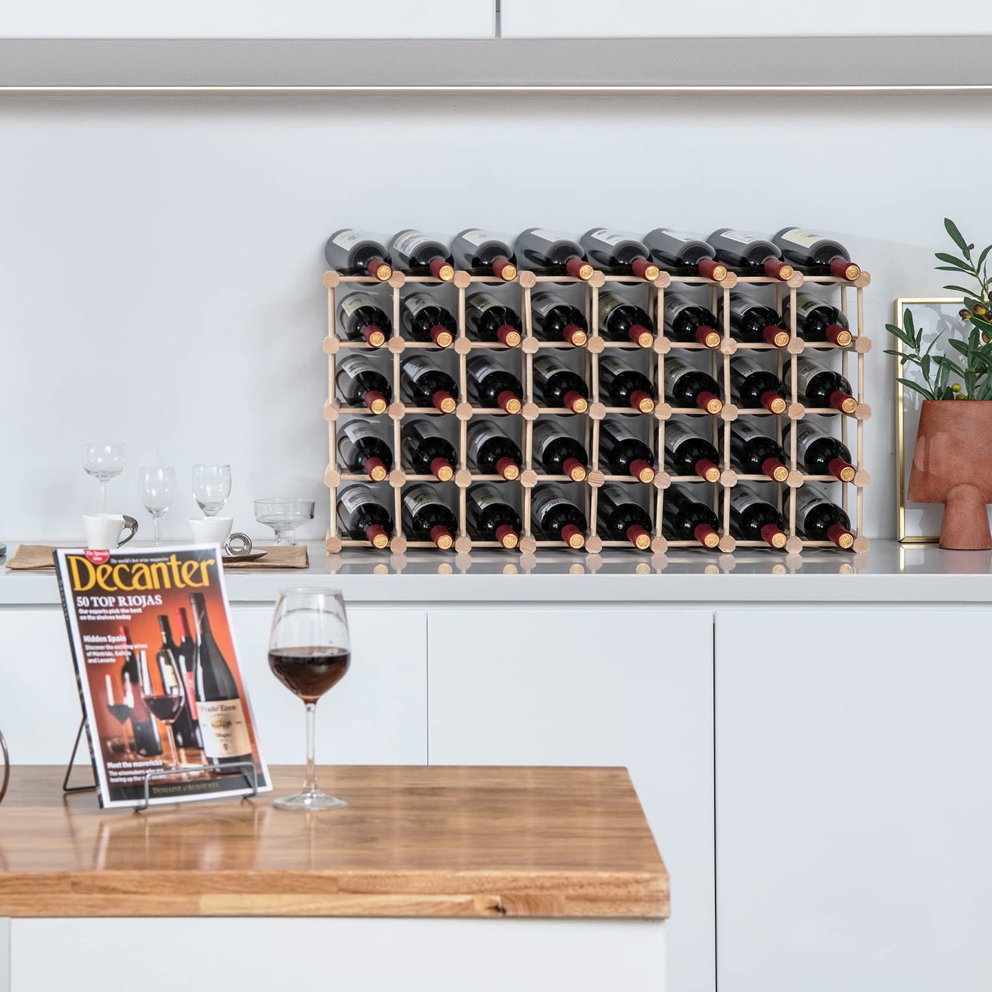 COSTWAY Wine Rack Wood Stackable Bottle Rack for 72 Bottles, Wine Rack with 6 Levels, Wooden Shelf, Bottle Stand for Kitchen, Dining Room, Bar, Basement, 119 x 29 x 72 cm