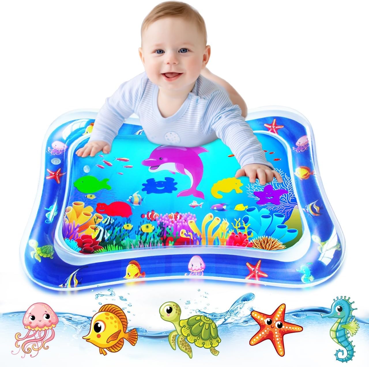 ZMLM Baby Tummy Time Water Mat: Toddler Toy Gift Activity Play Mat Inflatable Sensory Play Mat Babies Belly Time Pat Indoor Small Pad for 3 6 9 Months Newborn Boys