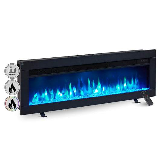 BALDERIA Elektrokamin Agnes 36" | 3in1 Elektrischer Stand-, Wand- oder Einbaukamin mit 3D-Flammeneffekt | Elektro Heizung 1800W | Kamin mit Fernbedienung, Startsteuerung, Timer & Thermostat | Schwarz