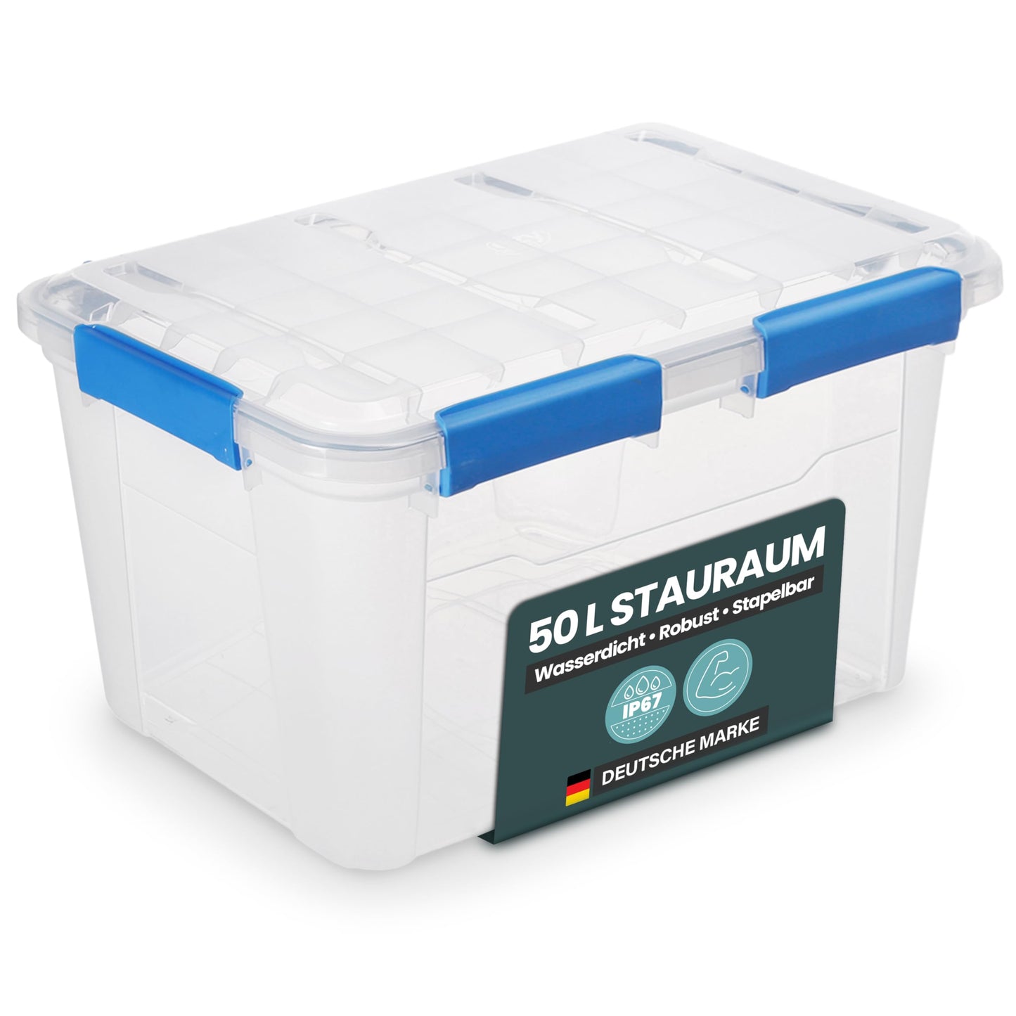 Kreher® Waterproof Storage Box with Lid and Silicone Seal (IP67) Made of Durable Plastic in Various Sizes. Ideal for Wet Rooms, Basements, Garages, Camping etc. (2.50 Litres)