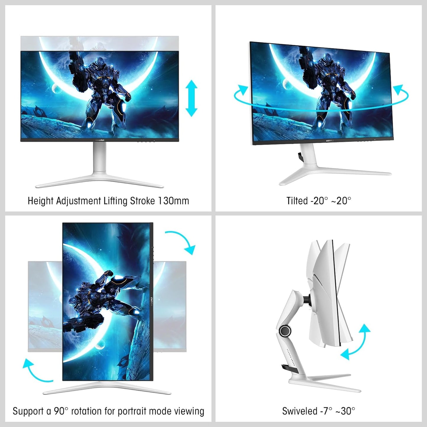 KOORUI Gaming Monitor 27 Zoll, Full HD Rahmenlos Bildschirm 165Hz Adaptive Sync (1ms, VA-Panel, Eye-Care, 1920 x 1080, 2xHDMI 2.0, & DisplayPort 1.4, VESA 75x75mm, DCI-P3 90%)