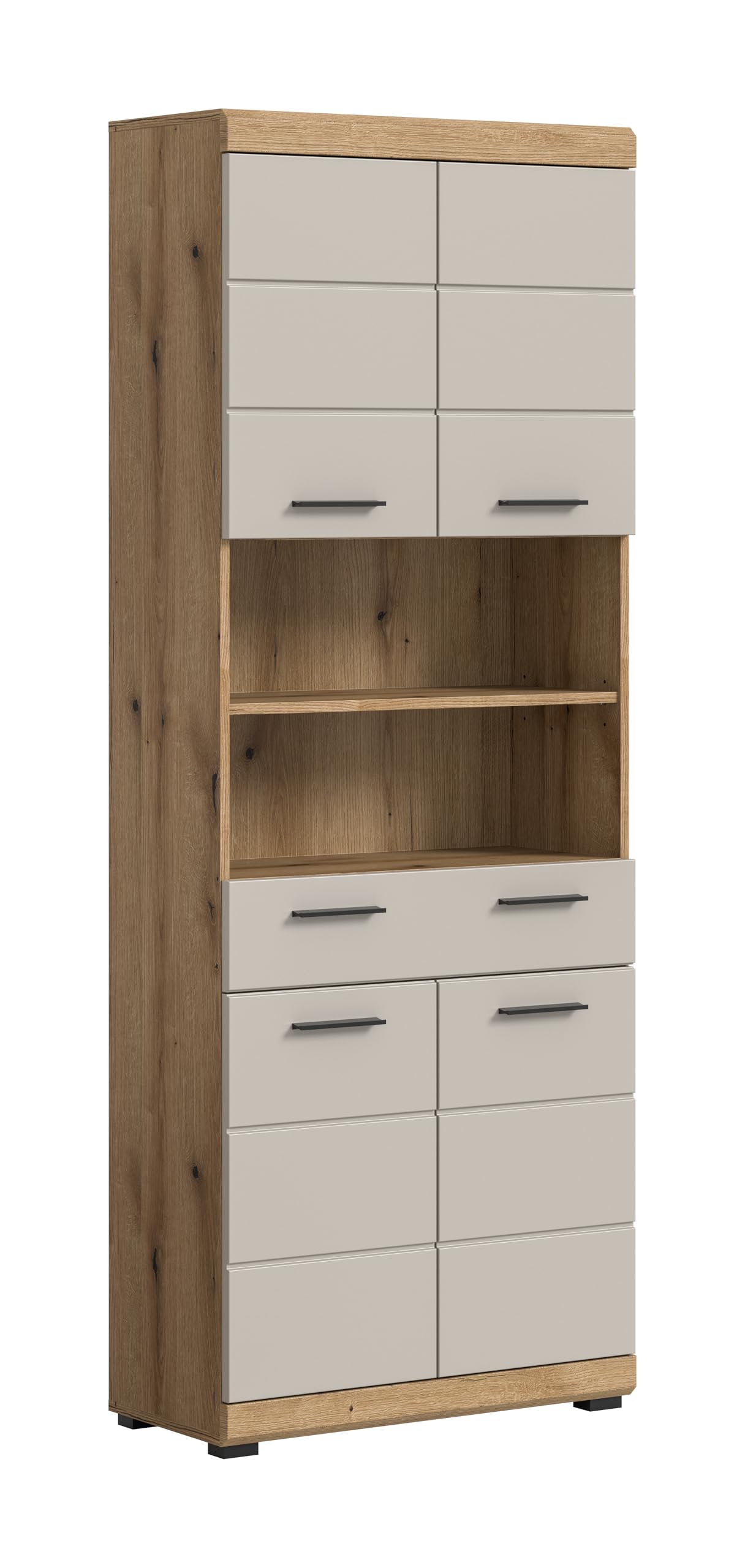 Badezimmer Scout X06B2723 Wall-Mounted Cupboard Wide Cabinet in Front White High Gloss Body Smoke Silver Nb. Approx. 74 x 79 x 24 cm