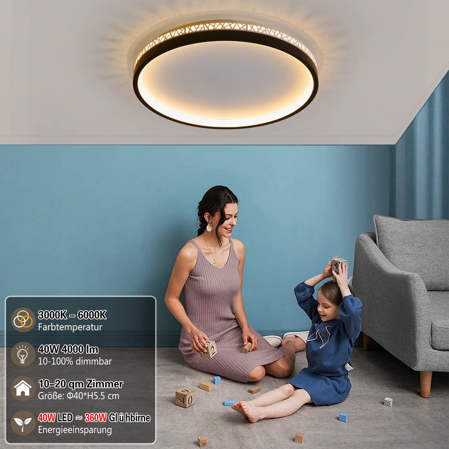 LED Ceiling Light 3000 K Warm Light Bedroom Lamp 30 W 30 cm Round Black Hollow Design "Bird's Nest" Ceiling Lamp Bedroom 3000 lm Not Dimmable