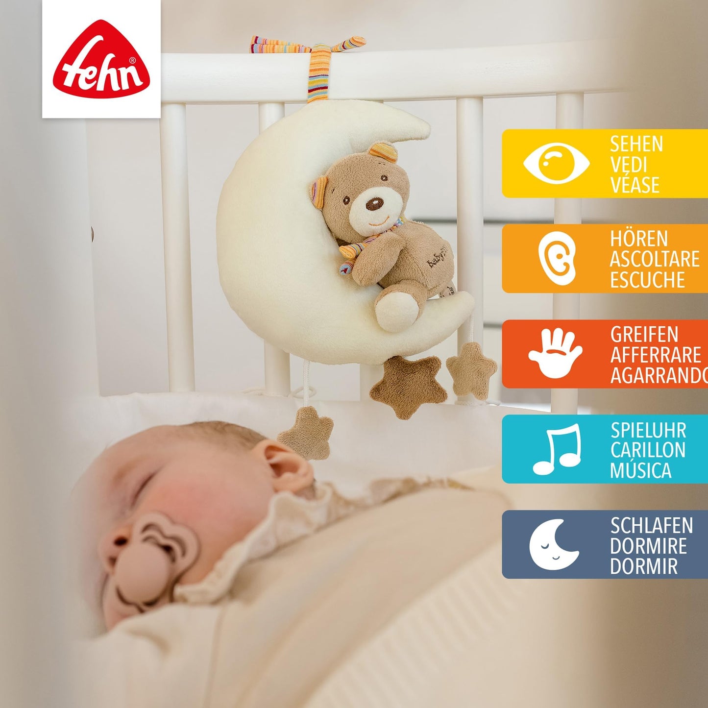 Fehn Wind Up Musical Box Rainbow Teddy