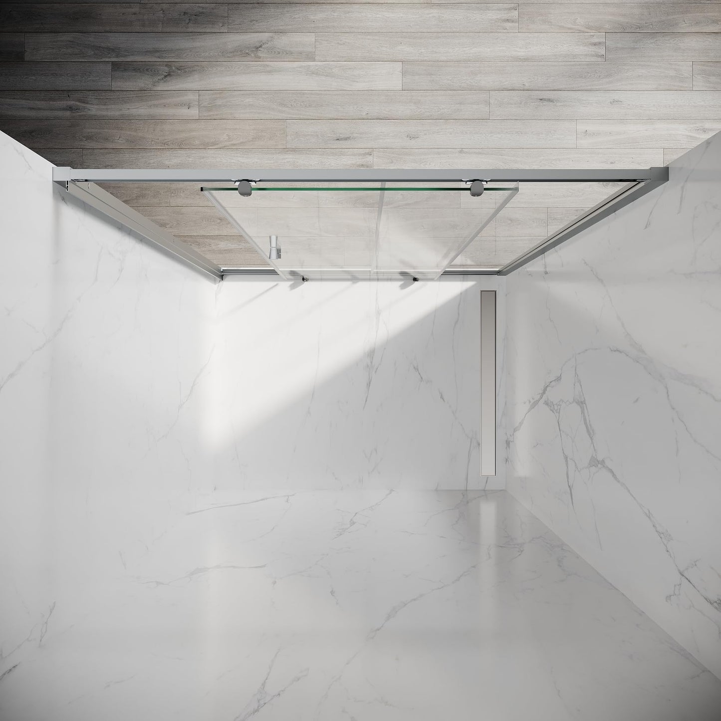 SONNI Sliding Shower Door 120 cm Shower Enclosure Glass Sliding Door Height 185 cm Clear Glass Shower Screen Shower Cubicle