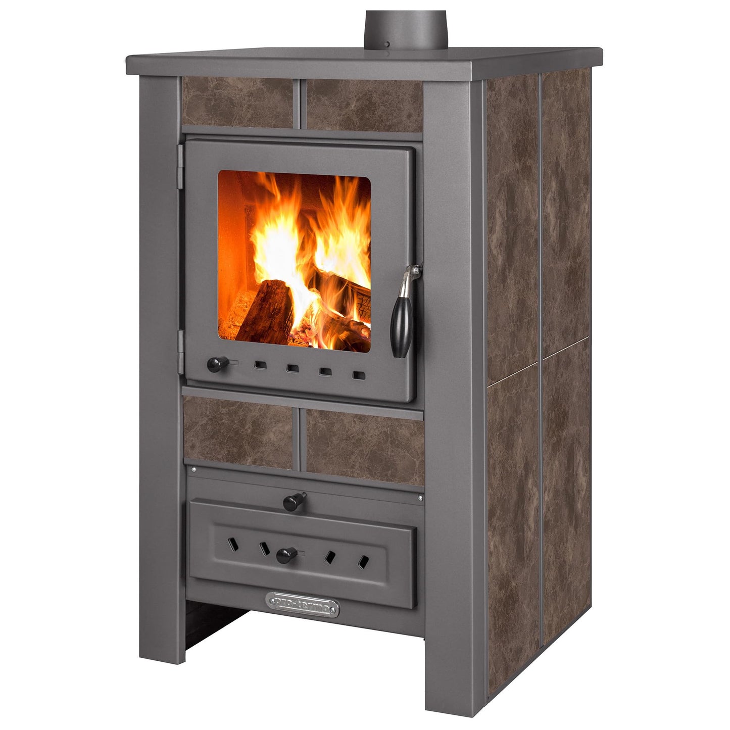 ProTermo Alpina G Beige Fireplace with Fireclay Stone - 8 kW Heating Output - Fireplace Wood Stove with Viewing Window, Type 1