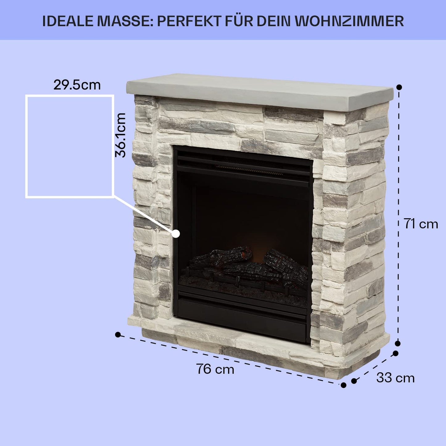 Klarstein Lienz Electric Fireplace with LED Flame Effect