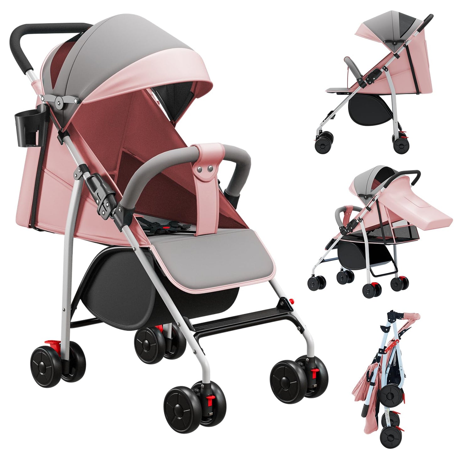 Kindersportwagen,Zusammenklappbarer Kinderwagen,leicht modern klein Buggy mit Liegeposition,Liegefunktion,Ultraleicht (nur 4.5 kg),ideal für Reisen,bis 60 kg (Blau, 45 x 67 x 100cm)