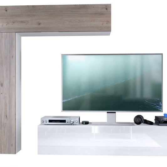 Vladon Taurito Wall Unit, Made in Germany, Matte White / Black High Gloss - Modern Wall Unit for Your Living Room (320 x 182 x 39 cm)