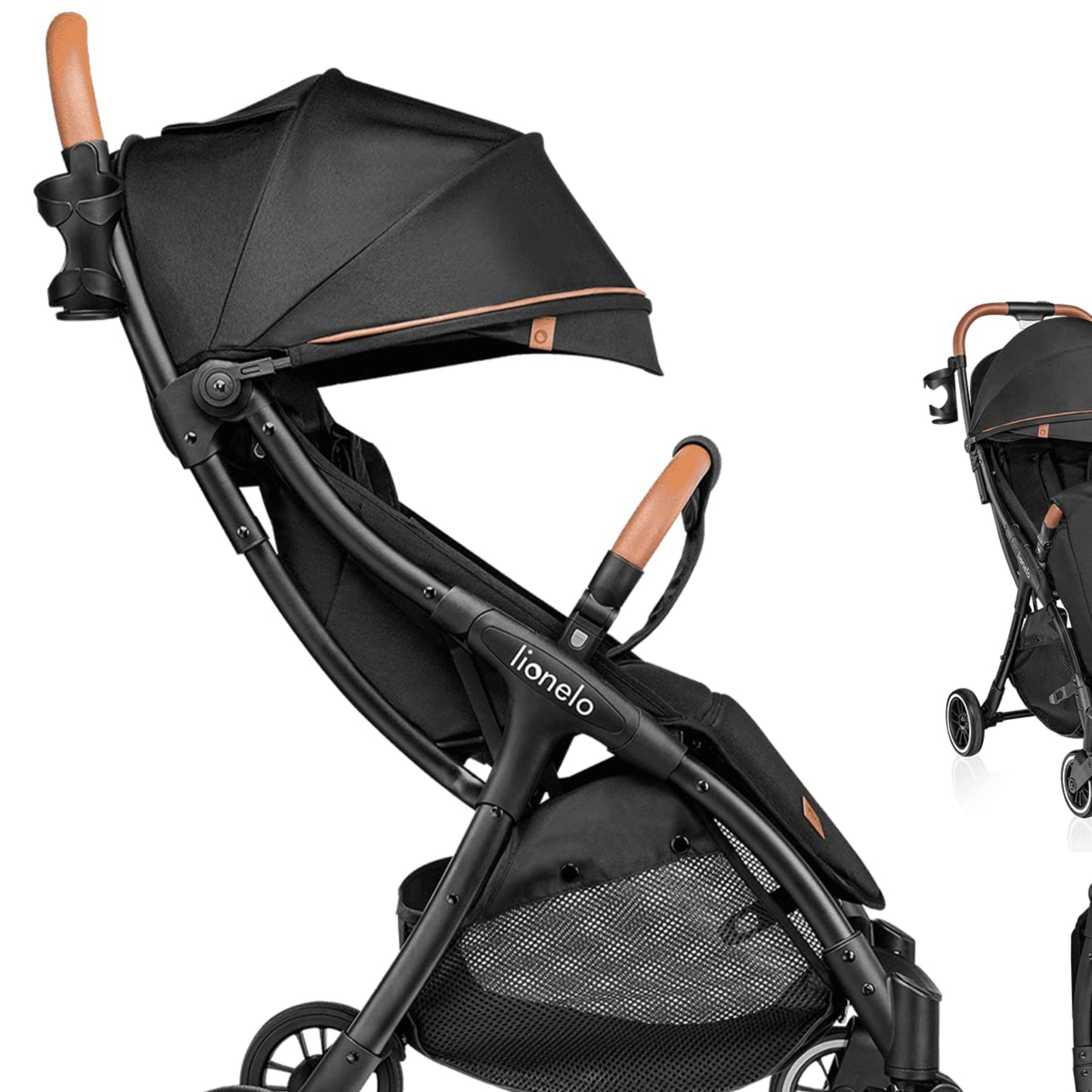 LIONELO Julie One Buggy Pushchair up to 22 kg, Adjustable Backrest and Footrest, Mosquito Net, Leg Warmer, Drink Holder and Transport Bag, Foldable, Tropical Green