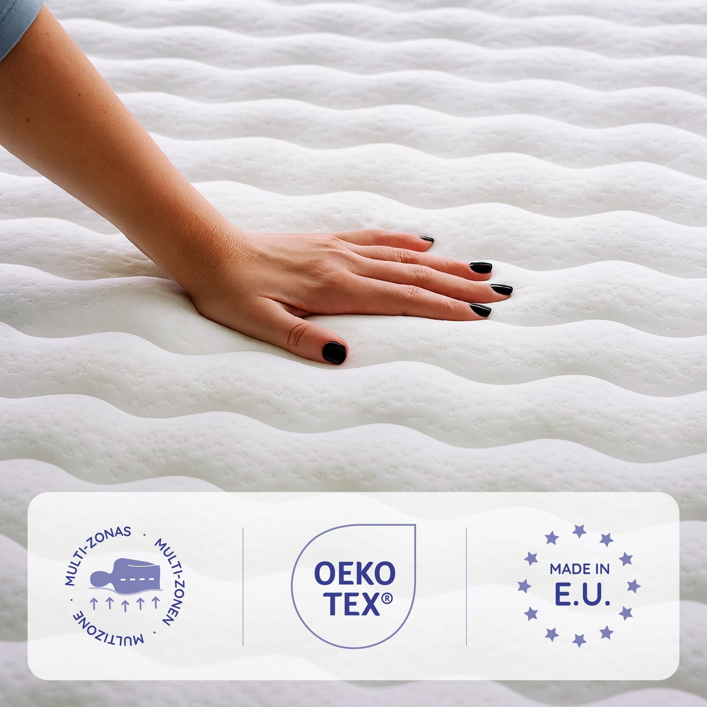COSMOS - Felis Mattress 180 x 200 cm Cold Foam Mattress Hardness H4 - Oeko-Tex Certified - Winter/Summer Side + HR Foam 7 Zone Mattress Height 30 cm - Made in EU