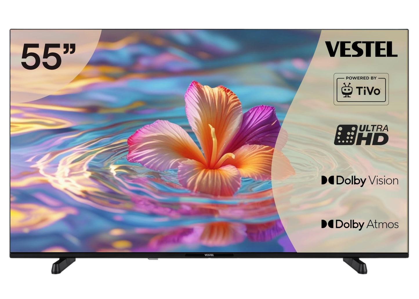 Vestel Fernseher 50 Zoll Smart TV Powered by TiVo, 4K UHD Fernseher mit Dolby Vision HDR, Dolby Atmos und integriertem Triple-Tuner, LED TV 50UT9740 schwarz
