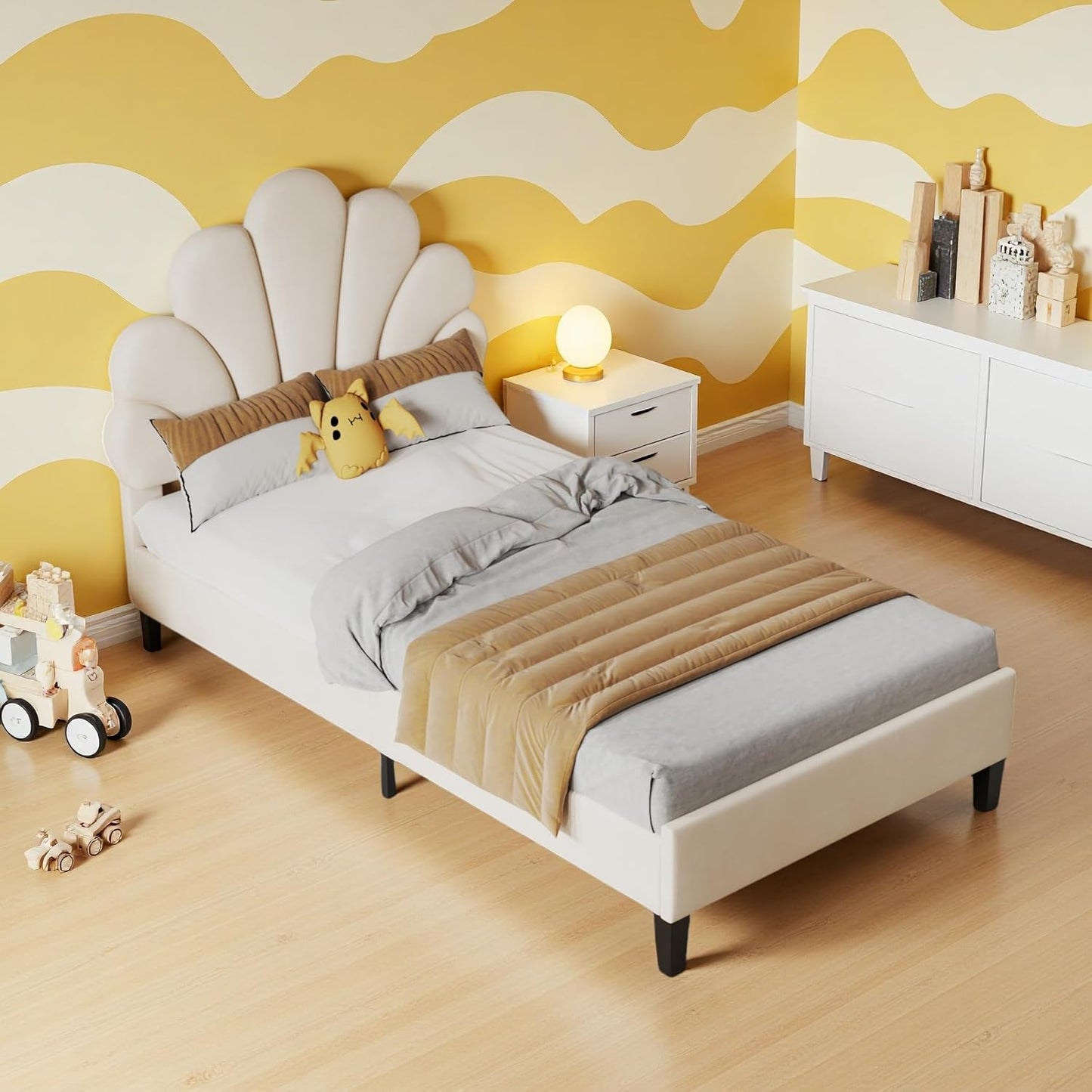 Upholstered Sofa Bed 140 x 200 cm, with Ambient Light and USB Connection, Children's Bed with Slatted Frame, Functional Bed, Teenager's Bed, Lambswool Material, Pink