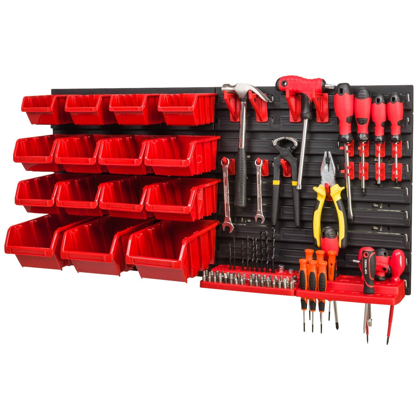 PAFEN Storage System Tool Wall 772 x 780 - Set Tool Holder and Stacking Boxes - Wall Shelf Workshop Shelf Chute Rack