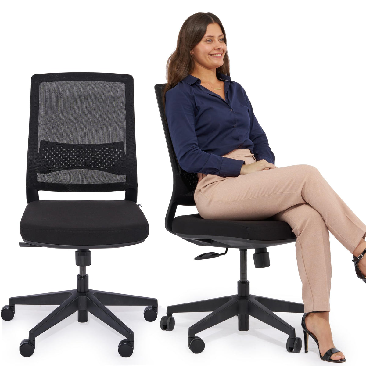 M2 Ergonomic Office Chair, Test Winner with Adjustable Armrest without Headrest for Maximum Freedom of Movement, Back-Friendly, Comfortable Desk Chair for Office and Home Office Chair
