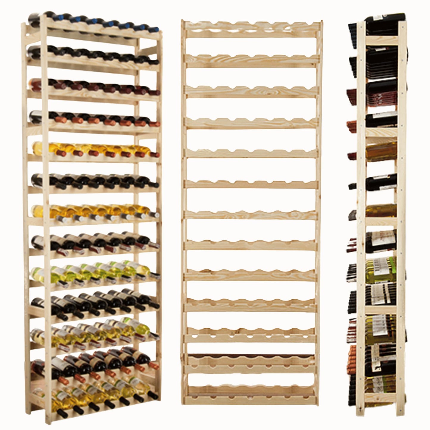 Untreated Wooden Wine Rack, 63.0 x 25.0 x 102.0 cm