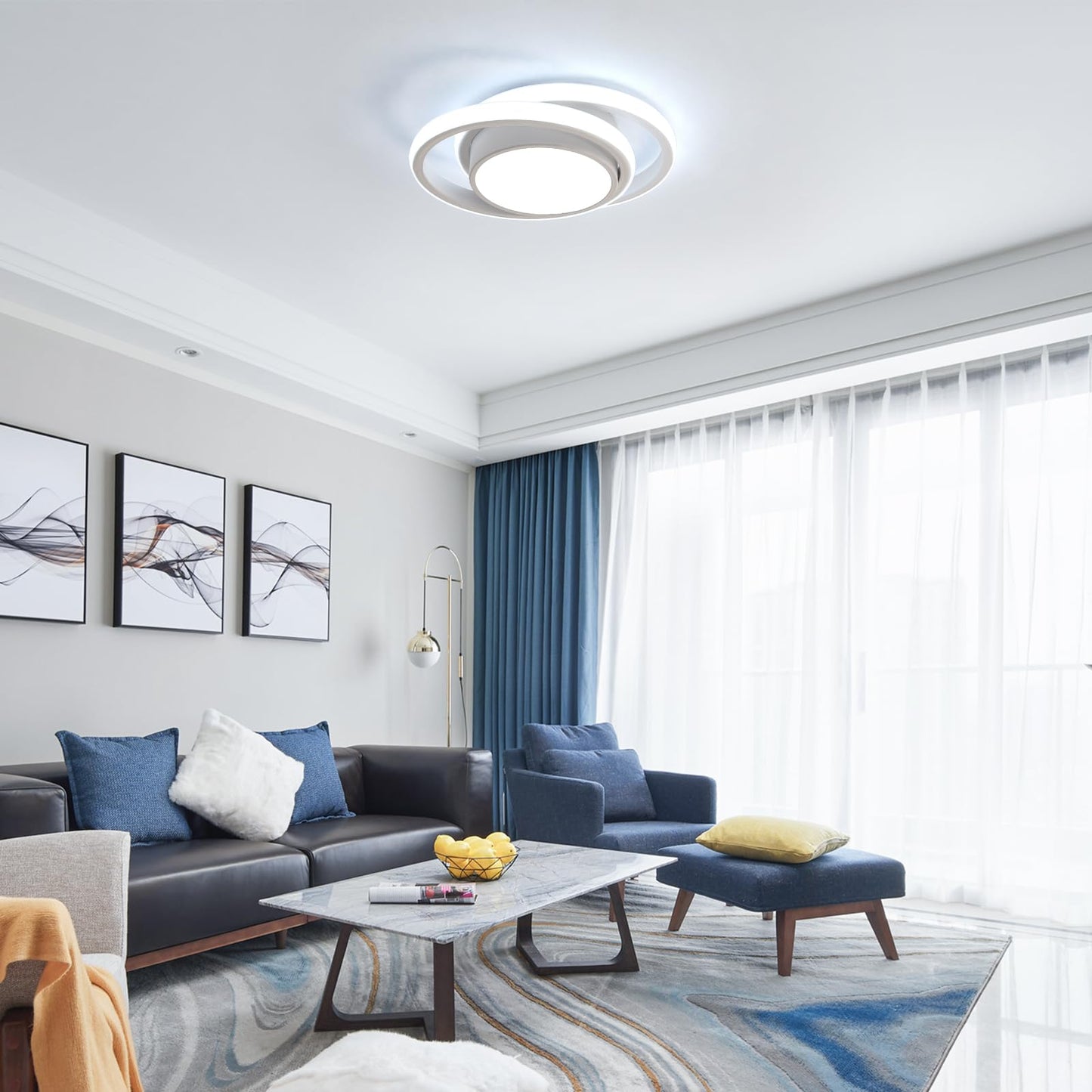 Comely LED Ceiling Lights, Pack of 2, 32 W, Round, 2350 lm, Modern, for Bedrooms, Bathrooms, Kitchens, Corridors, Balconies, 4500 K Neutral Light, Diameter 280 mm