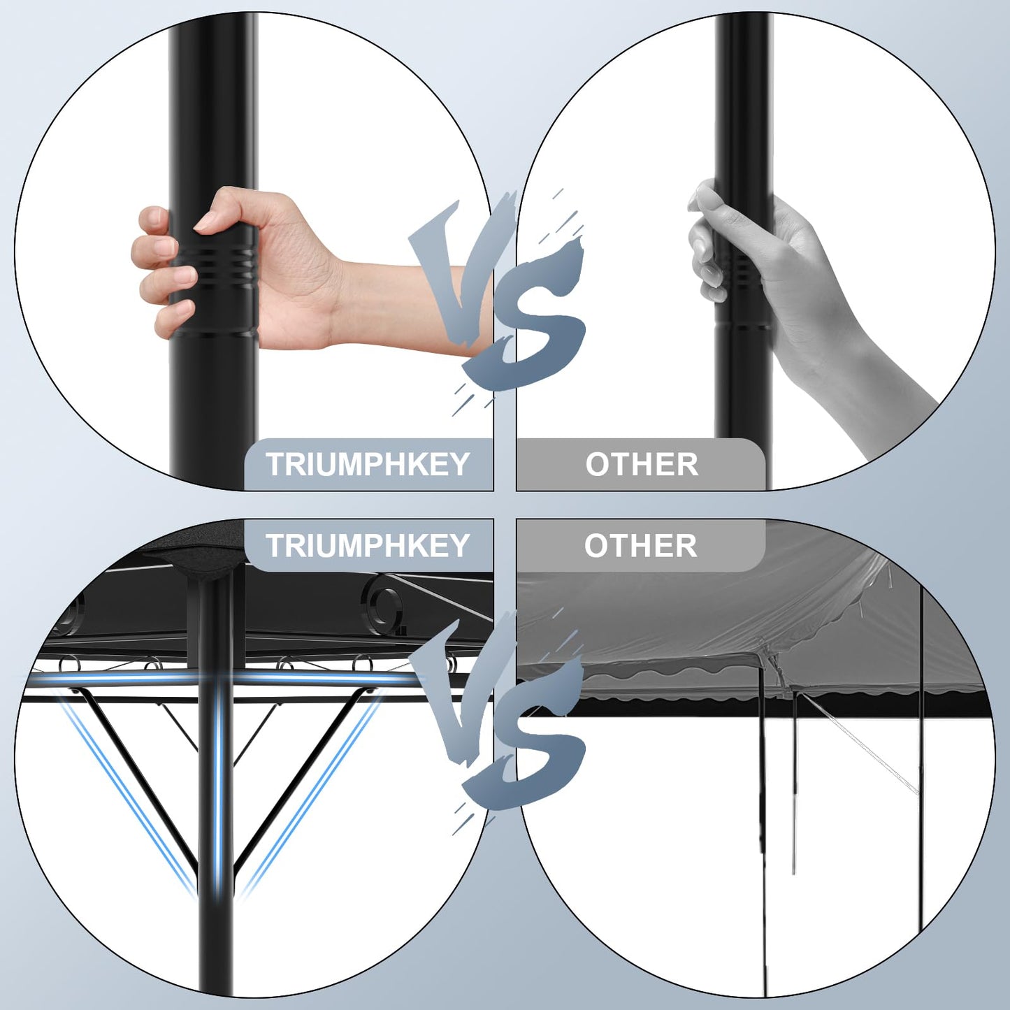 Gazebo 3 x 3 Waterproof Stable Winterproof, Garden Gazebo, Tarpaulin, Garden Gazebo, Metal Frame Gazebo, Grey