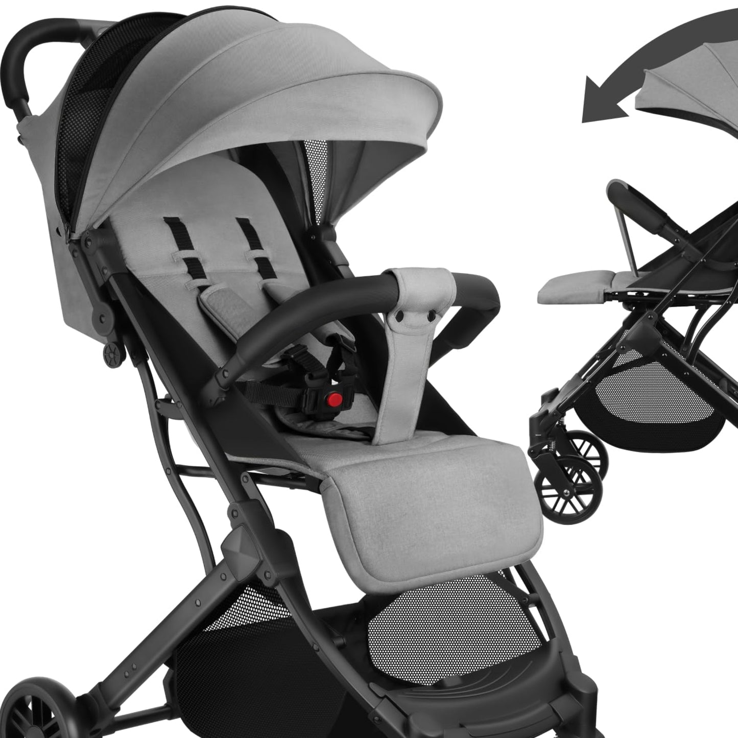 tectake® Buggy Pram from 0 to 3 Years, Baby First Equipment Newborn and Children's Buggy, One-Handed Foldable Travel Buggy, Travel Pram, Baby Pram with Hood - Grey/Beige