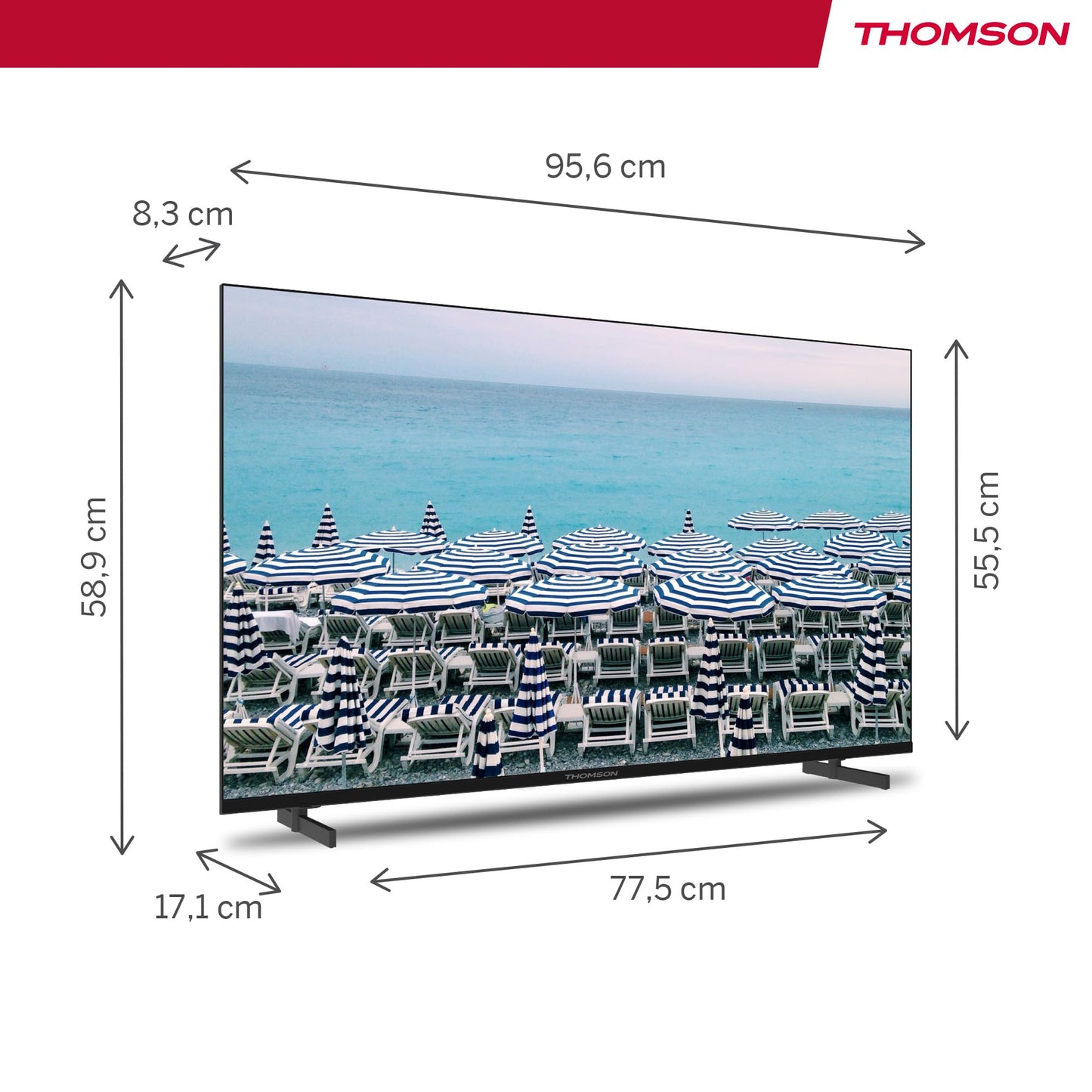 Thomson 24 Inch (60 cm) LED HD Easy TV - No Smart - Hotel Mode, USB, HDMI, Triple Tuner (Cable, Satellite, Antenna), AV IN, CI+, A+ Panel - 24HD2S13