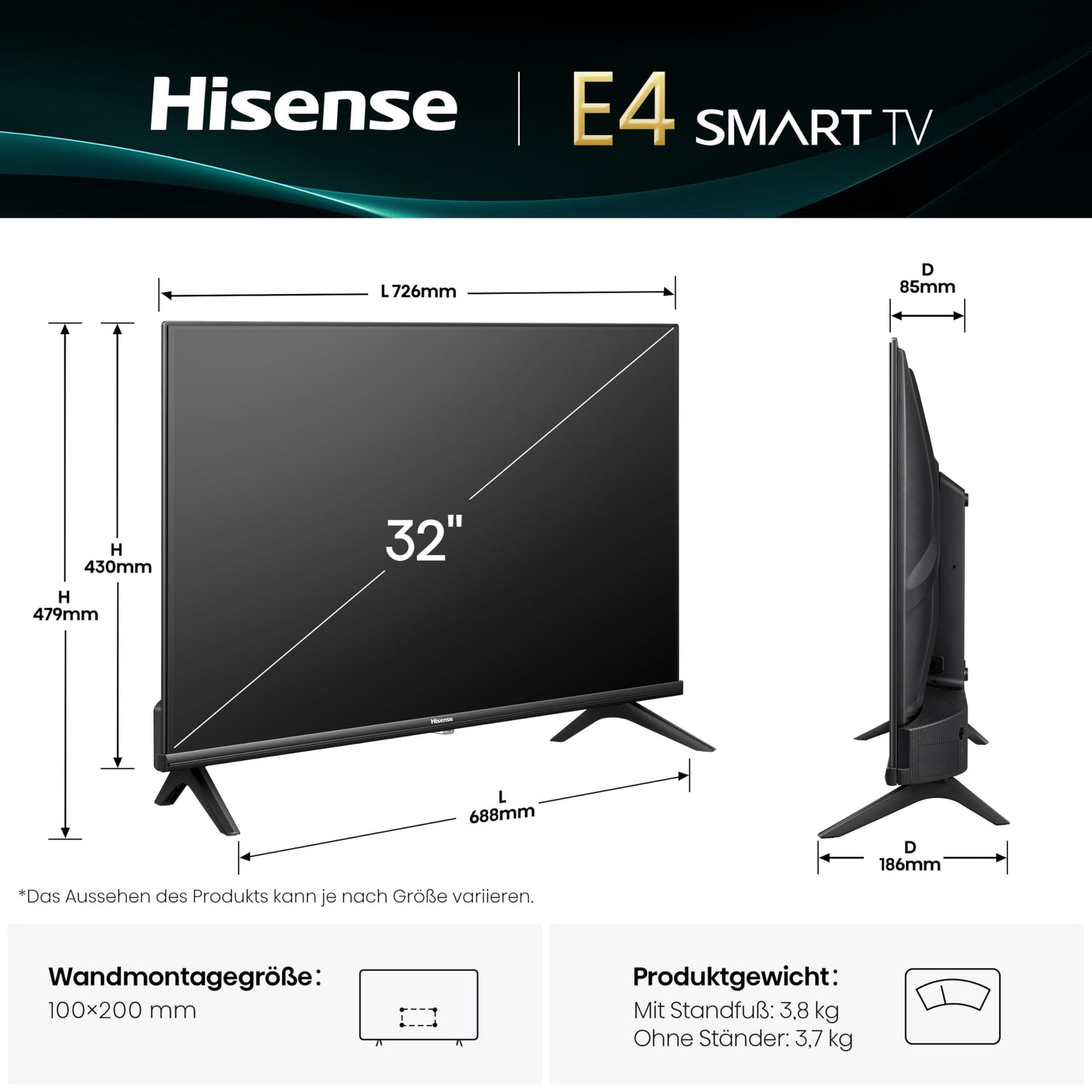 Hisense 40E4QT Fire Viewer, 40 Inches, DLED, Smart TV, Game Mode, AI Sports Mode, Dolby Audio, Dolby MS12, DTS Virtual X, HDR10, HLG, Full HD, High Contrast, Noise Reduction [2025]