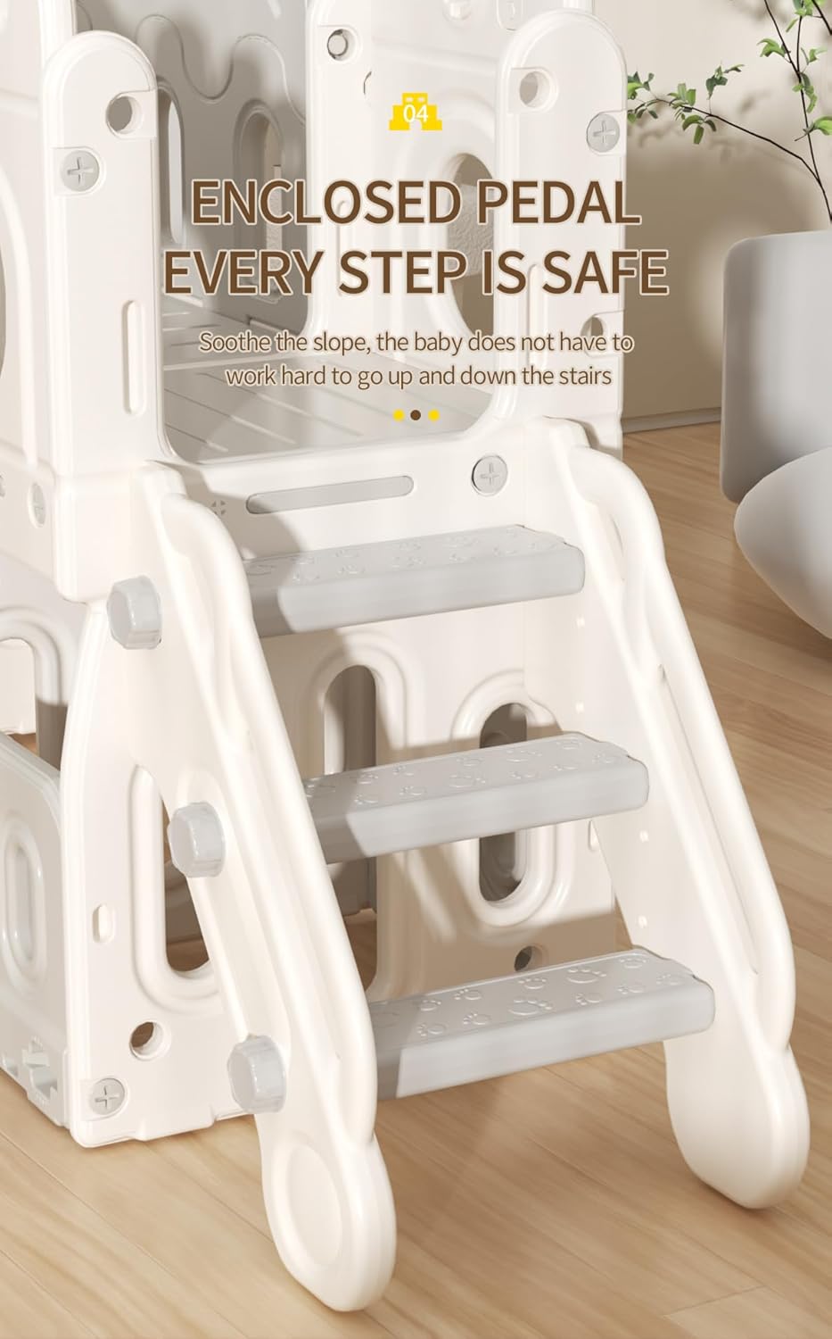 Veitoalioy Children's Slide Outdoor, Garden Slide Outdoor and Indoor, Suitable for Babies Aged 1-4 to Play, Safe and Reliable Sliding Swing Combination (Aisle Grey White)