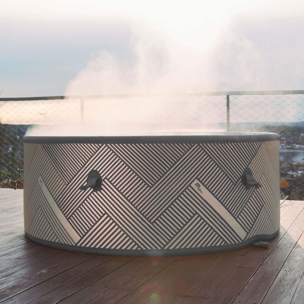 BRAST® Whirlpool aufblasbar MSpa | 4-8 Personen | viele Modelle rund und eckig | Ø 125-224cm | In- Outdoor Pool | bis zu 144 Massagedüsen | inkl. Aufblasfunktion Abdeckung Timer Heizung | Duet