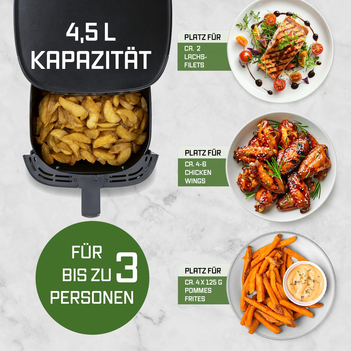GOURMETmaxx Digitale Heißluftfritteuse 12 L, XXL-Edelstahl-Ofen | Airfryer + Timer, Touchdisplay, Drehspieß | fettarm, energiesparend frittieren | 10 Programme inkl. Pizza | 1800 W