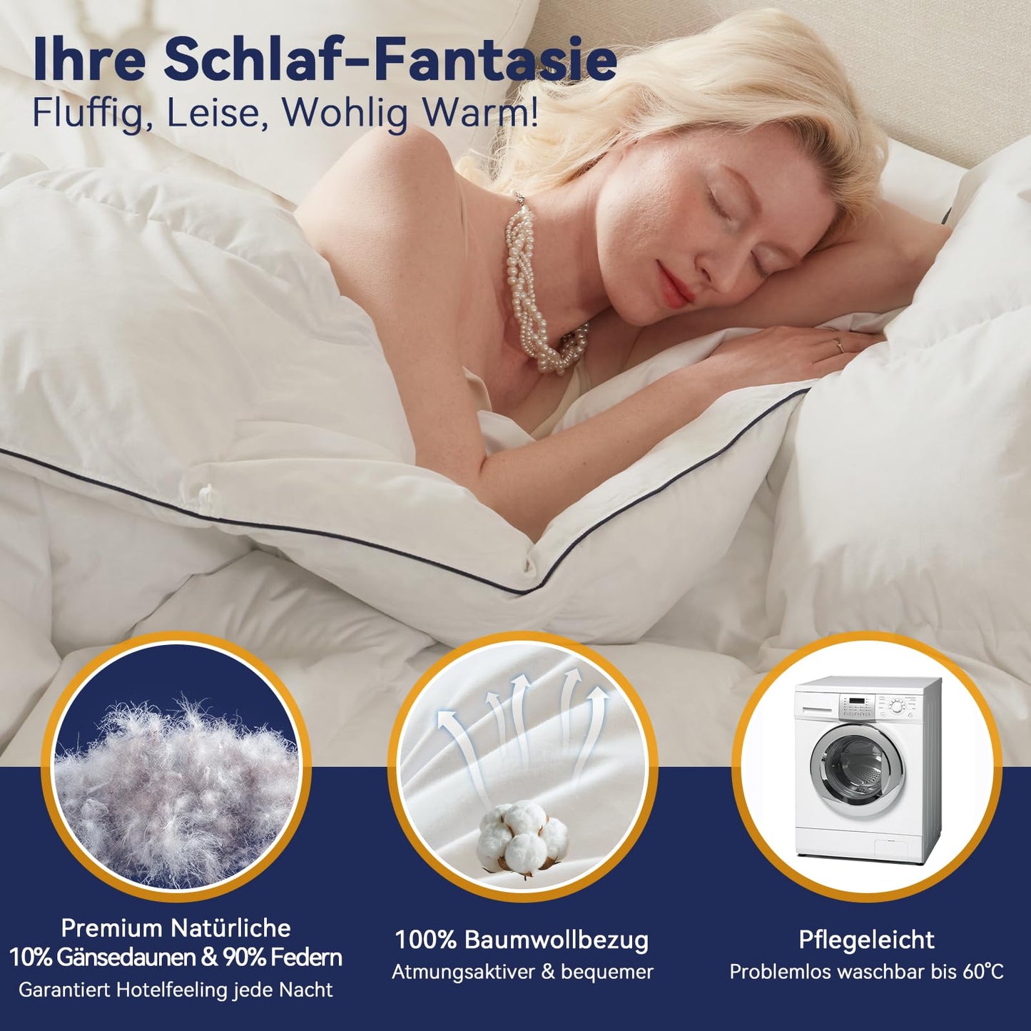 Premium Down Duvet 135 x 200 cm Summer Duvet, Lightweight Summer Duvet 135 x 200 cm with Premium Goose Down and Feathers, 100% Silent Organic Cotton, Oeko-Tex 100, Down Pass, RDS Certified