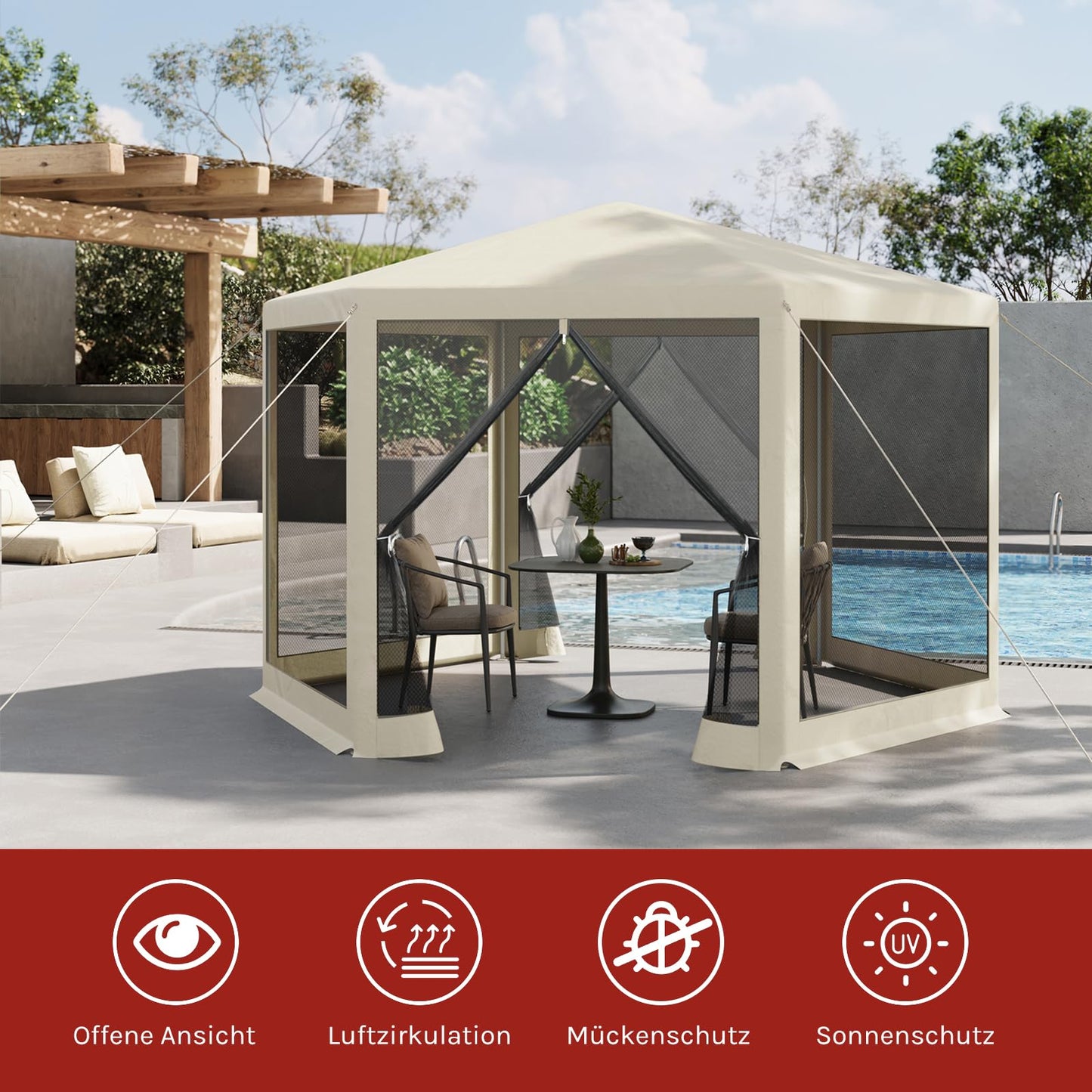 WOLTU Gazebo 3.8 x 3.3 m Square Garden Gazebo with Side Walls Mosquito Net Garden Arbour Metal Party Tent Easy Assembly without Tools for Garden Patio Yard Blue