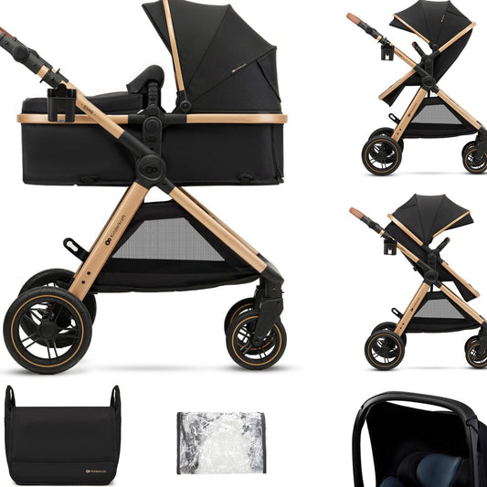 Kinderkraft ESME Pushchair 3-in-1 Complete Set up to 22 kg, Combination Pram Travel Systems with Baby Seat I-size 40-75 cm, Folding, Reclining Position, Beige