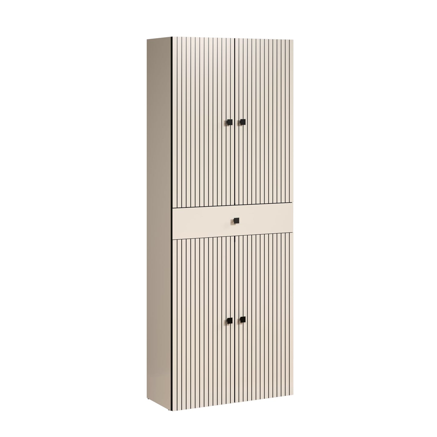 trendteam smart living - PureBliss - Hochschrank - Eiche - Badezimmerschrank in moderner Rillenoptik - edle Metallgriffe - (BxHxT) 40 x 186 x 31 cm - 2 praktische Einlegeböden - kratzfest