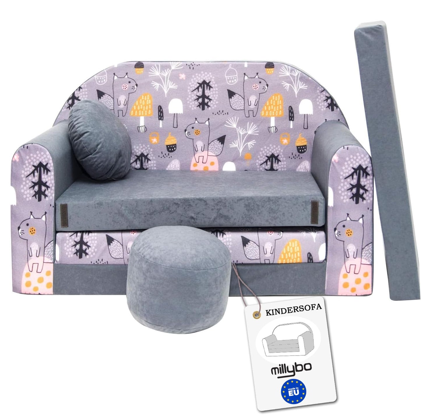 Children's Sofa with Sleep Function Foldable 3-in-1 Children's Sofa Play Sofa with Bed Function Girls Boys Bean Bag Mini Sofa Bed Children's Room Sleeping Chair (A39)