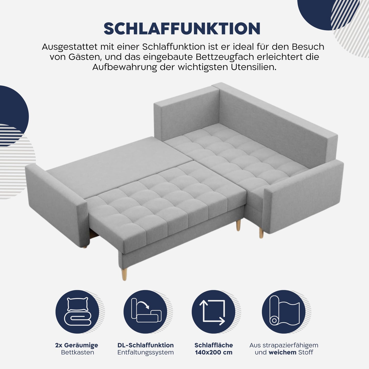 Mebligo - Elma Corner Sofa with Sleep Function