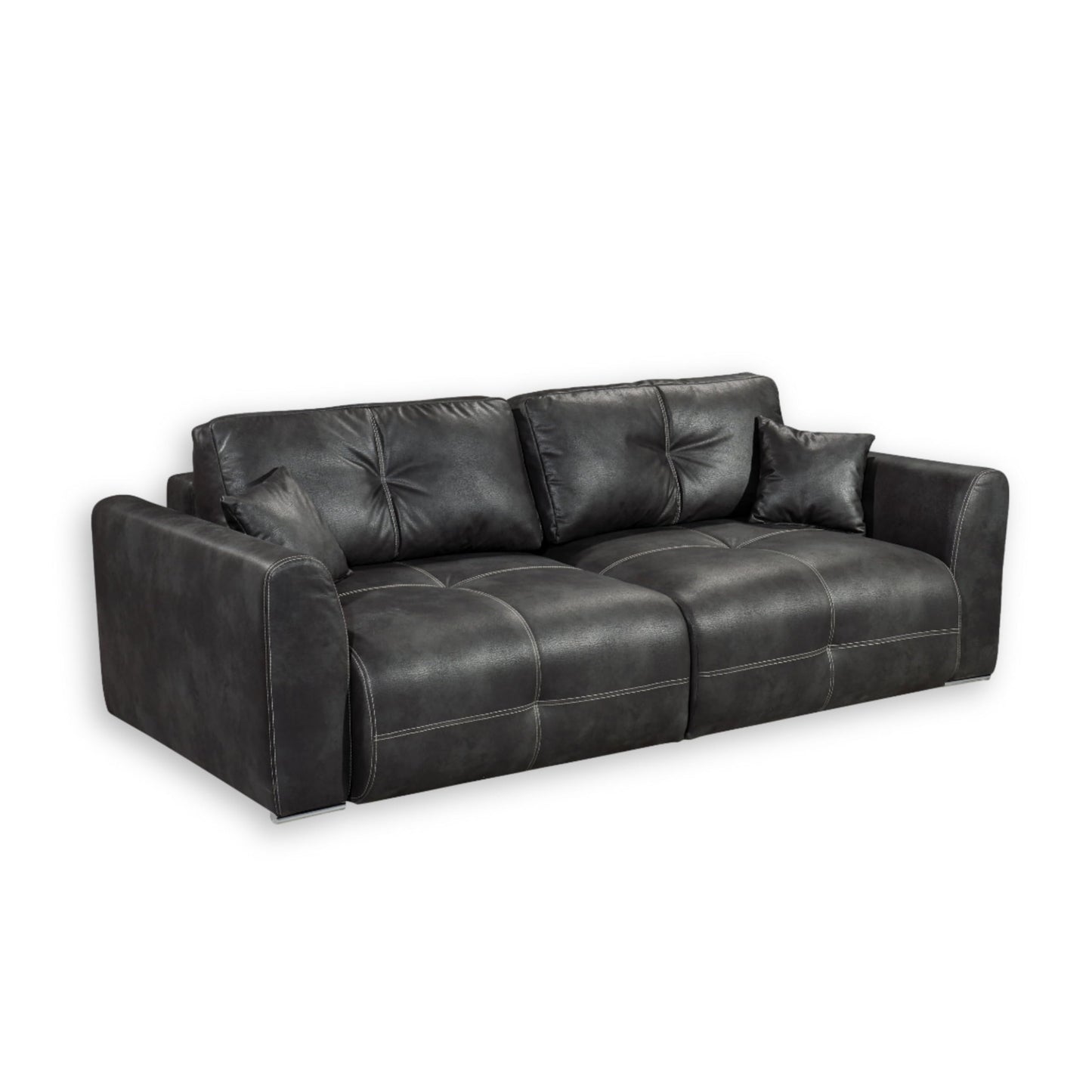 Dolan Comfortable Sofa Bed in Leather Look with Bed Box, Light Brown, Extendable Sofa with Sleep Function, 245 x 85 x 115 cm (W x H x D)