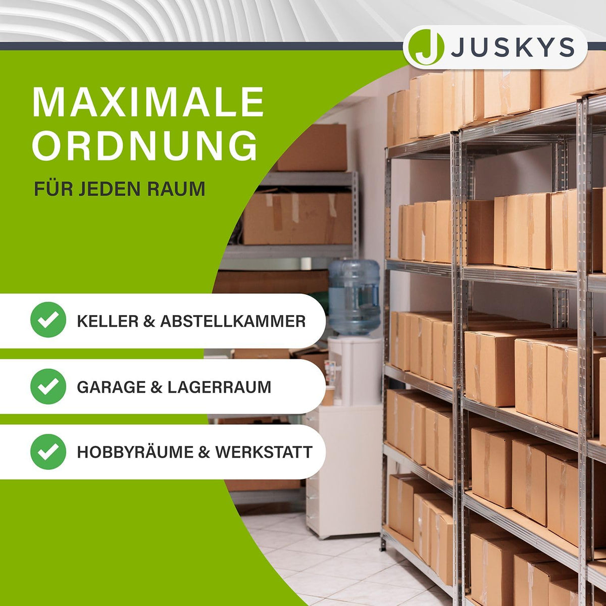 Juskys Easy Storage Shelves, Set of 2, 2 x 160 x 80 x 40 cm (H x W x D), 640 kg Load Capacity, 8 Shelves, Heavy Duty Metal Shelving, Basement Shelving Unit, Shelving System, Metal Shelf