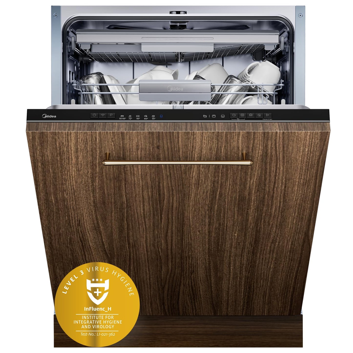 Midea SU 5.35X14CS Dishwasher Base, 14 MGD, Dishwasher 60 cm, Home Connect, Hygiene Care+, Machine Care +, Extra Drying, Half Load, 44 db, Start Delay, Stainless Steel