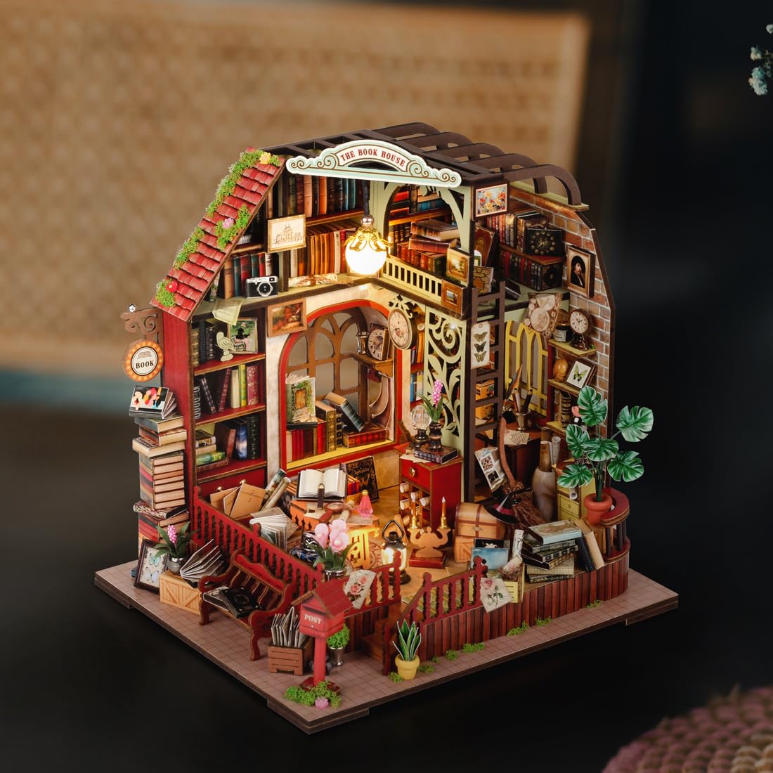 UINOFER DIY Greenhouse Wood, Miniature Garden House Building with Furniture, Creative Construction Kit Adults, Model Kit for Adults and Children - Hanging Garden