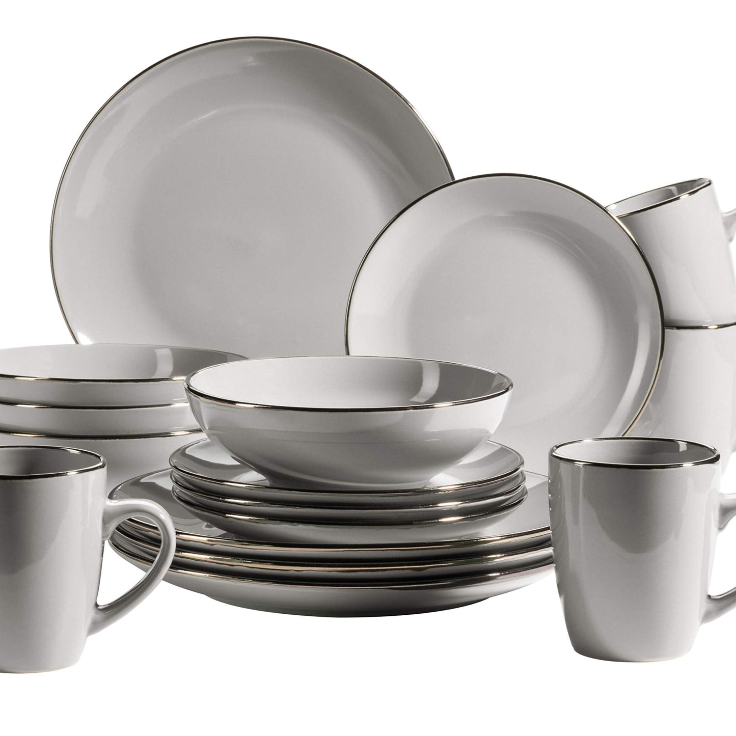 MÄSER 931626 Metallic Rim, Modern Crockery Set