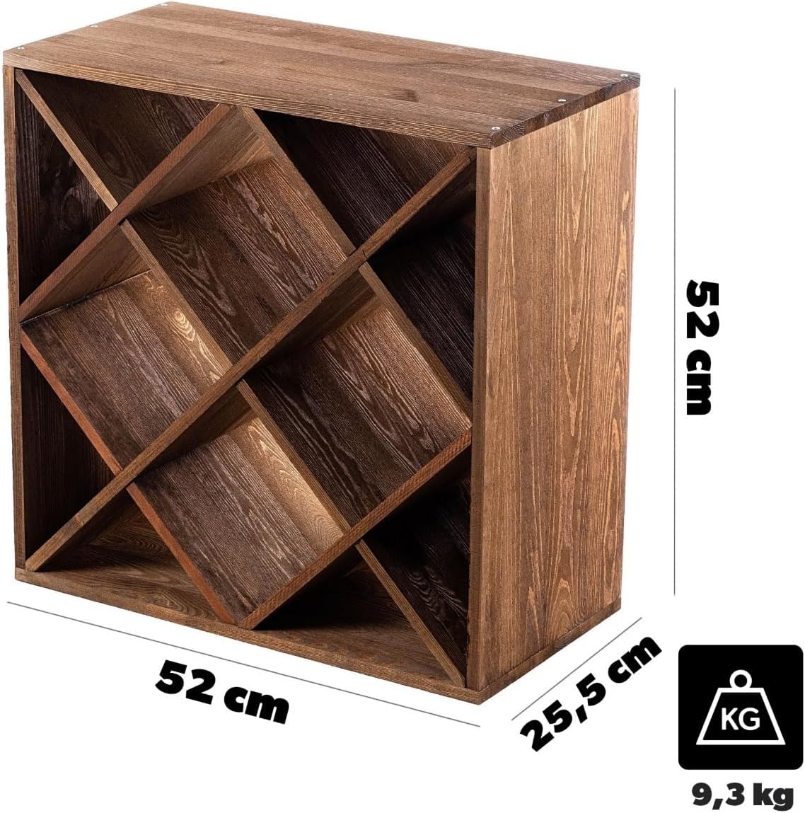 KADAX Wooden Wine Rack, 52 x 25.5 x 104 cm, Large Bottle Rack for Many Wine Bottles, Stackable Wine Stand, Shelf for Bottles, Rustic Wine Cabinet, Sturdy, Space-Saving, Made in EU